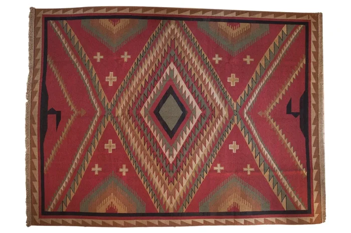 10×13.5 Vintage Indian Caucasian Soumac Design Carpet