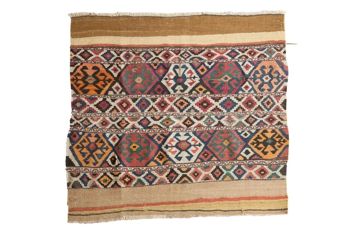 3.5×4 Antique Shahsavan Kilim Rug Fragment