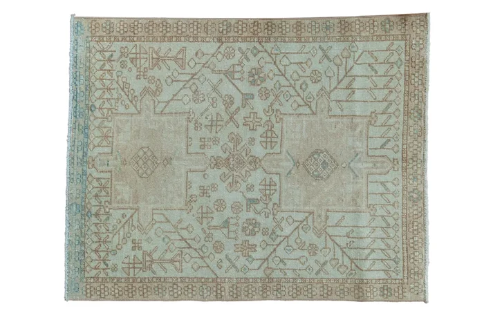 3.5×4 Vintage Distressed Fragment Karaja Square Rug