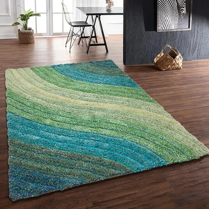3D Ultimate Shaggy LENA TEAL Rug