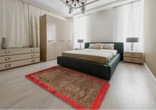 5×8 Light Brown Machine Washable Abstract Area Rug