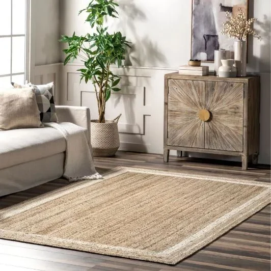 5×8 Off White Rikki Coastal Braided Jute Indoor Area Rug by Nuloom