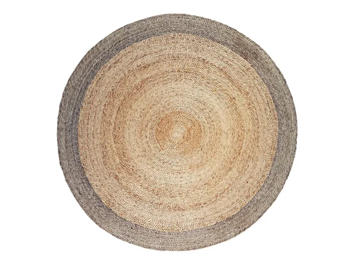 5′ Round Hemp Rug with Pewter Border