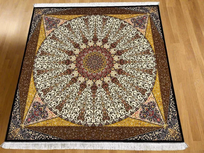6’6X6’6 Silk Square Handloom Multicolor Rug # 14546