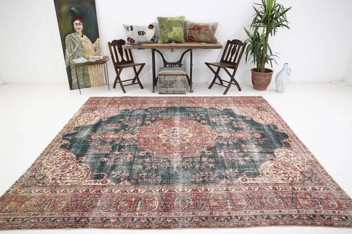 8′ x 9′ Blue Turkish Vintage Rug – 6153