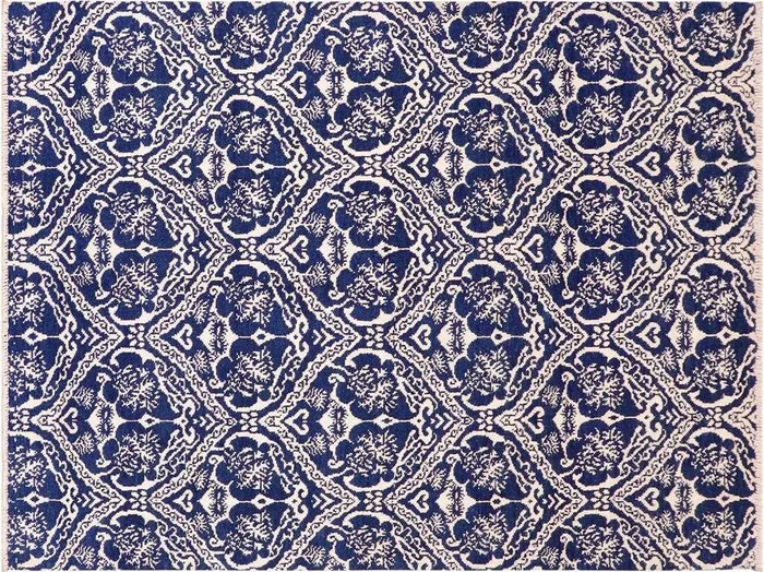Abstract Nabila Blue/Ivory Wool&Silk Rug – 6’0” x 9’1”