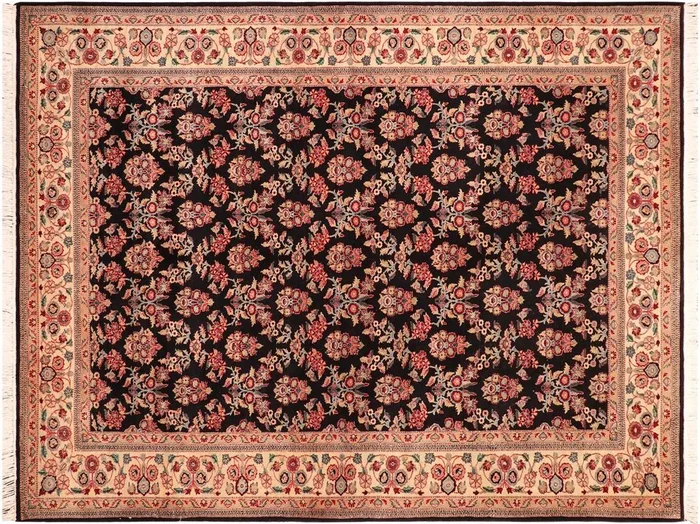 Abusson Heritage Raina Black/Ivory Wool Rug – 6’0” x 8’11”