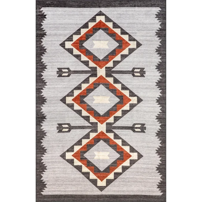 Adilynn Aztec Machine Washable Area Rug