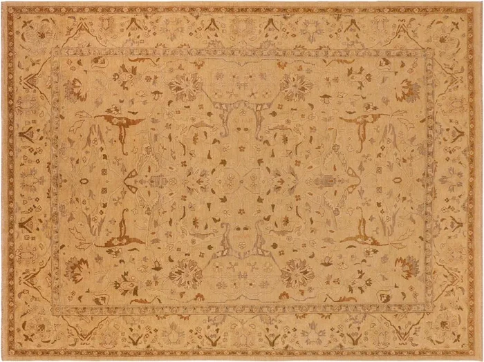 Antique Lavastone Low-Pile Edra Tan/Brown Wool Rug – 9’9” x 13’7”