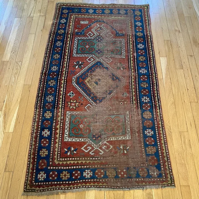 Antique Rug, 3′ 1 x 5′ 9 Red Brown