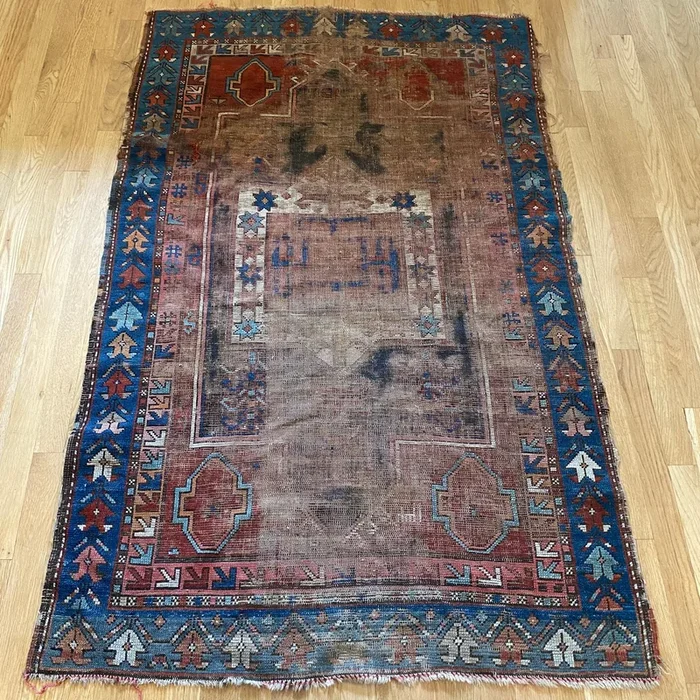 Antique Rug, 3′ 6 x 5′ 8 Red Brown