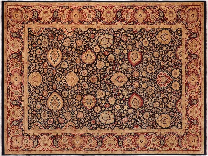 Antique Vegetable Dyed Anmol Agra Blue/Red Wool Rug – 10’1” x 14’11”