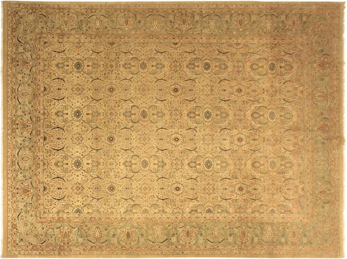 Antique Vegetable Dyed Shea Tan/Green Wool Rug – 10’2” x 14’3”