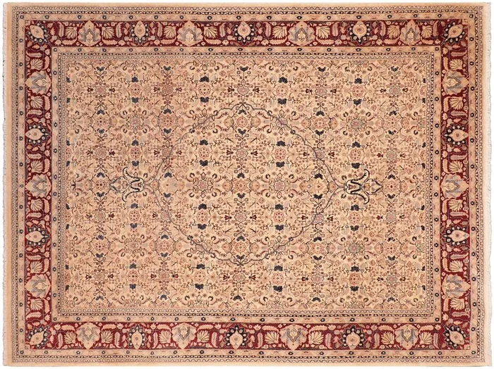 Antique Vegetable Dyed Tabriz Beige/Red Wool Rug – 7’11” x 9’11”