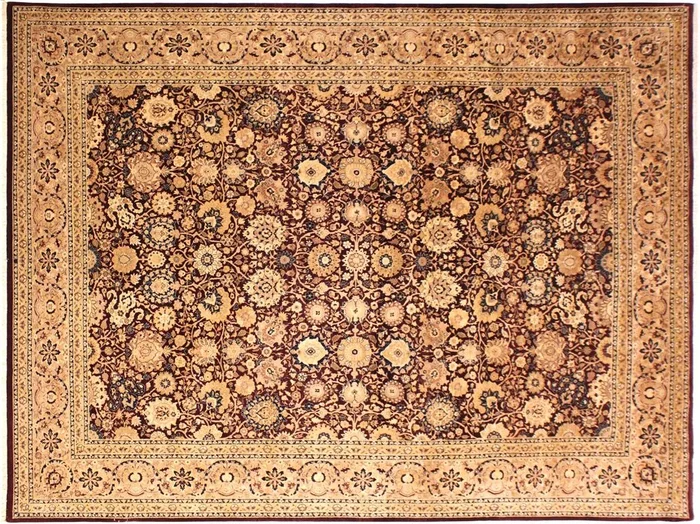 Antique Vegetable Dyed Tabriz Maroon/Tan Wool Rug – 8’11” x 12’0”