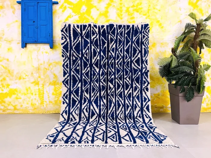 Azilal Moroccan rug 4.9 FT x 8.1 FT- Moroccan Berber Carpet- Berber rug- Beni Ourain carpets- Area rug 5×8, moroccan rug
