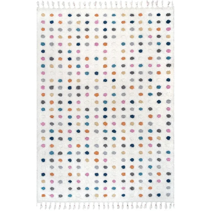 Behati Polka Dot Kids Tasseled Area Rug