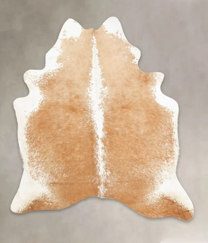 Beige and White X-Large Brazilian Cowhide Rug 6’11″H x 6’1″W #B1261 by Hudson Hides