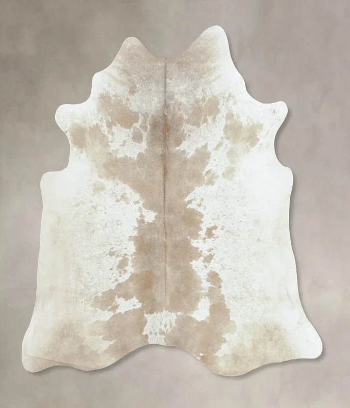 Beige and White X-Large Brazilian Cowhide Rug 6’11″H x 6’6″W #B8920 by Hudson Hides
