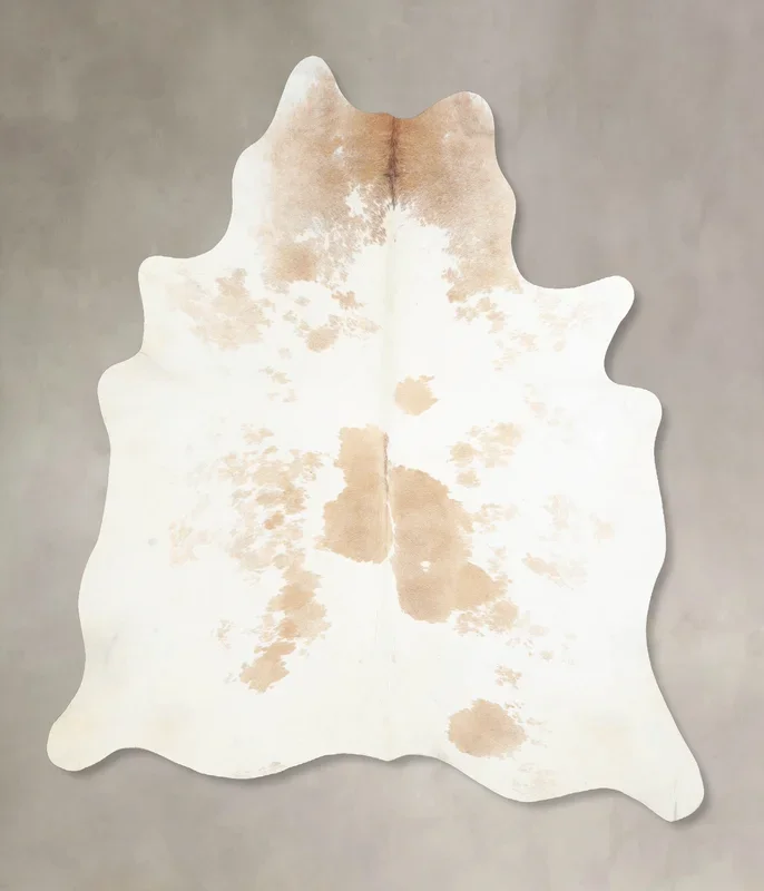 Beige and White X-Large Brazilian Cowhide Rug 6’8″H x 6’1″W #A33780 by Hudson Hides