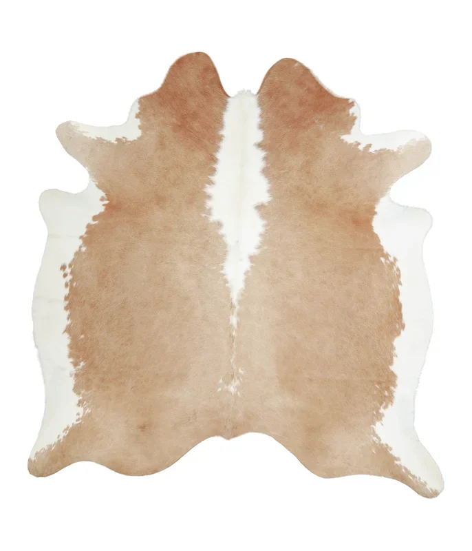 Beige and White X-Large Brazilian Cowhide Rug 6’8″H x 6’2″W #A20802 by Hudson Hides