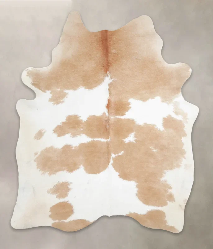 Beige and White X-Large Brazilian Cowhide Rug 7’0″H x 5’10″W #A25311 by Hudson Hides