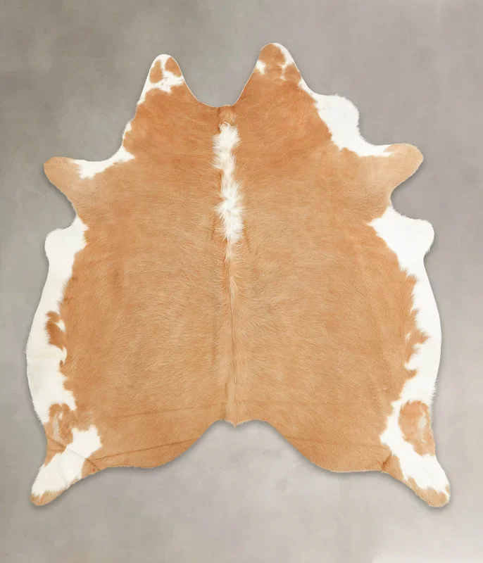 Beige and White X-Large Brazilian Cowhide Rug 7’5″H x 6’8″W #B1301 by Hudson Hides