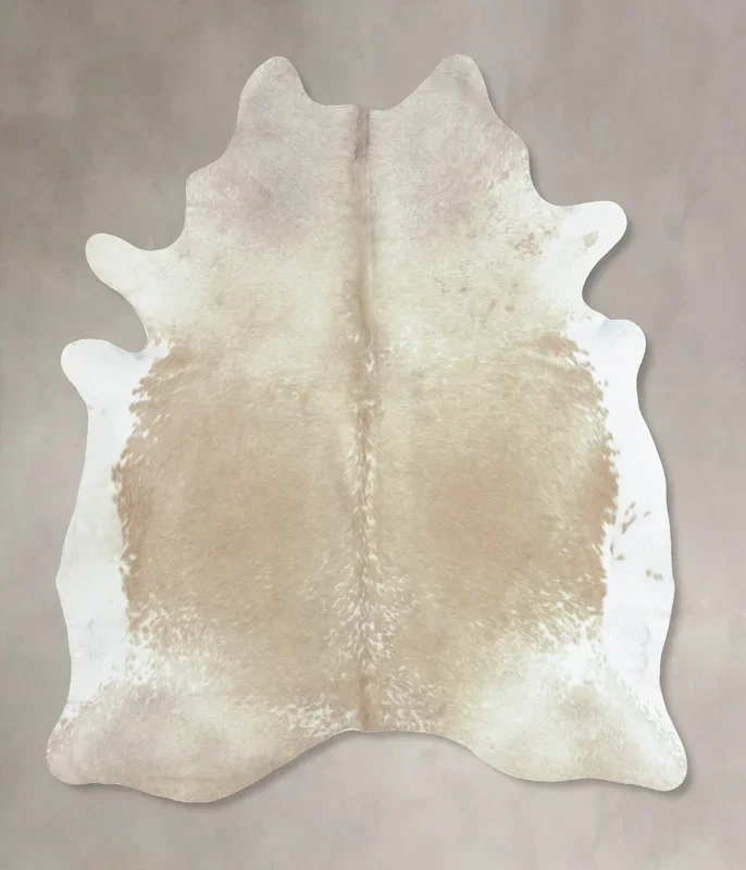 Beige and White X-Large Brazilian Cowhide Rug 7’7″H x 6’4″W #B9499 by Hudson Hides