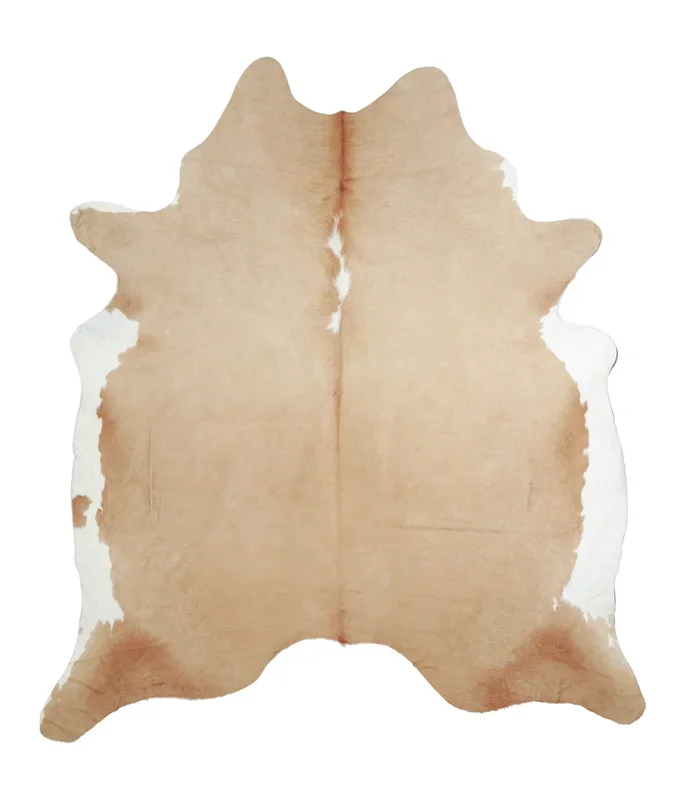 Beige and White XX-Large Brazilian Cowhide Rug 7’11″H x 6’11″W #A20620 by Hudson Hides