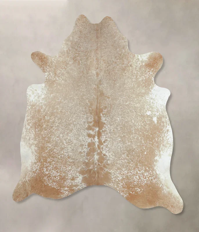 Beige and White XX-Large Brazilian Cowhide Rug 7’11″H x 6’8″W #B8463 by Hudson Hides