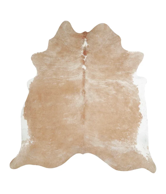 Beige and White XX-Large Brazilian Cowhide Rug 7’2″H x 6’11″W #A21203 by Hudson Hides