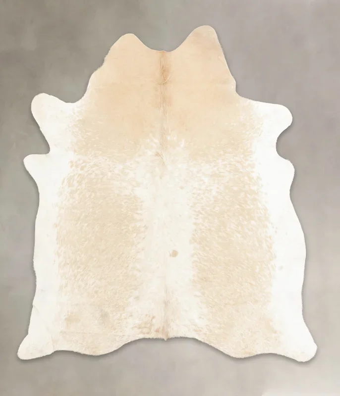 Beige and White XX-Large Brazilian Cowhide Rug 7’7″H x 6’7″W #B1464 by Hudson Hides