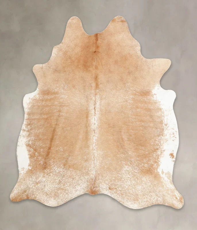 Beige and White XX-Large Brazilian Cowhide Rug 7’7″H x 6’8″W #B1475 by Hudson Hides