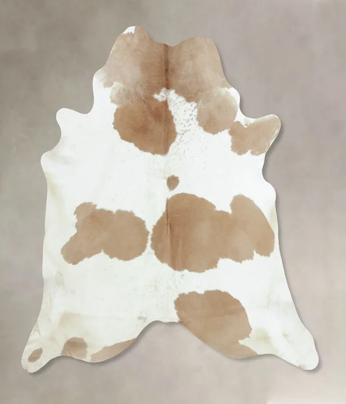 Beige and White XX-Large Brazilian Cowhide Rug 7’9″H x 6’11″W #B8936 by Hudson Hides