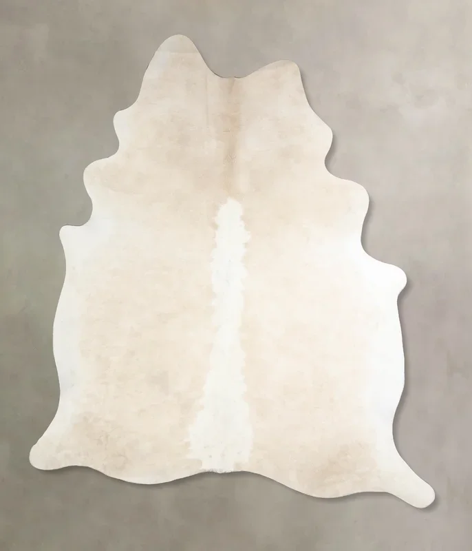 Beige and White XX-Large Brazilian Cowhide Rug 8’0″H x 6’6″W #A34236 by Hudson Hides