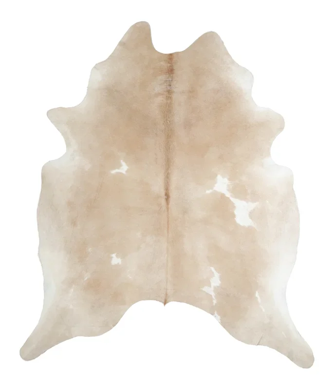 Beige and White XX-Large Brazilian Cowhide Rug 8’1″H x 6’9″W #A20944 by Hudson Hides