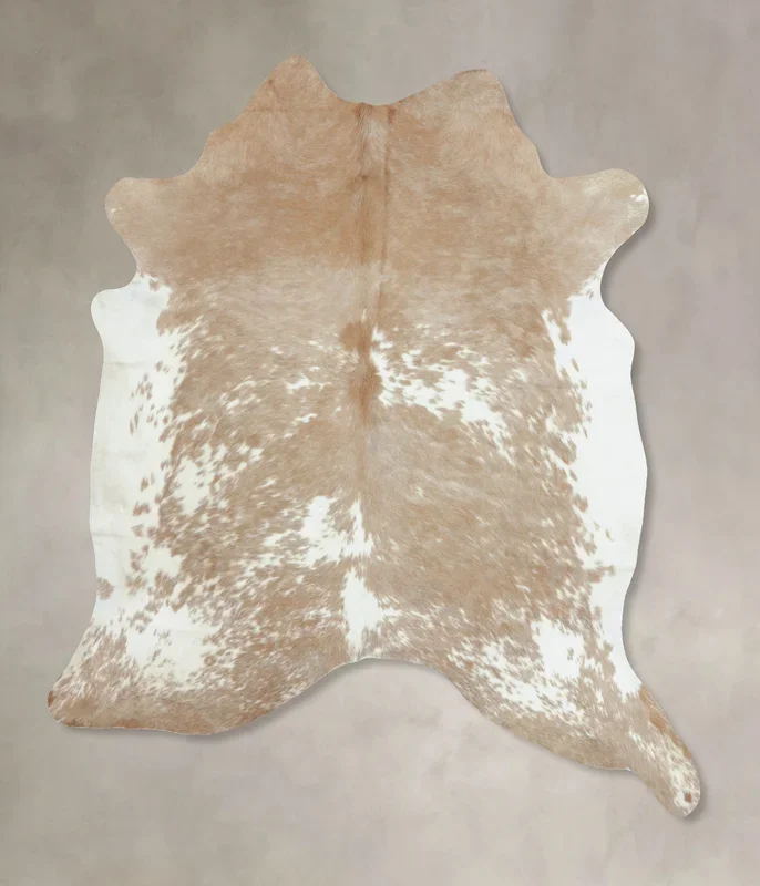 Beige and White XX-Large Brazilian Cowhide Rug 8’3″H x 6’11″W #B8857 by Hudson Hides