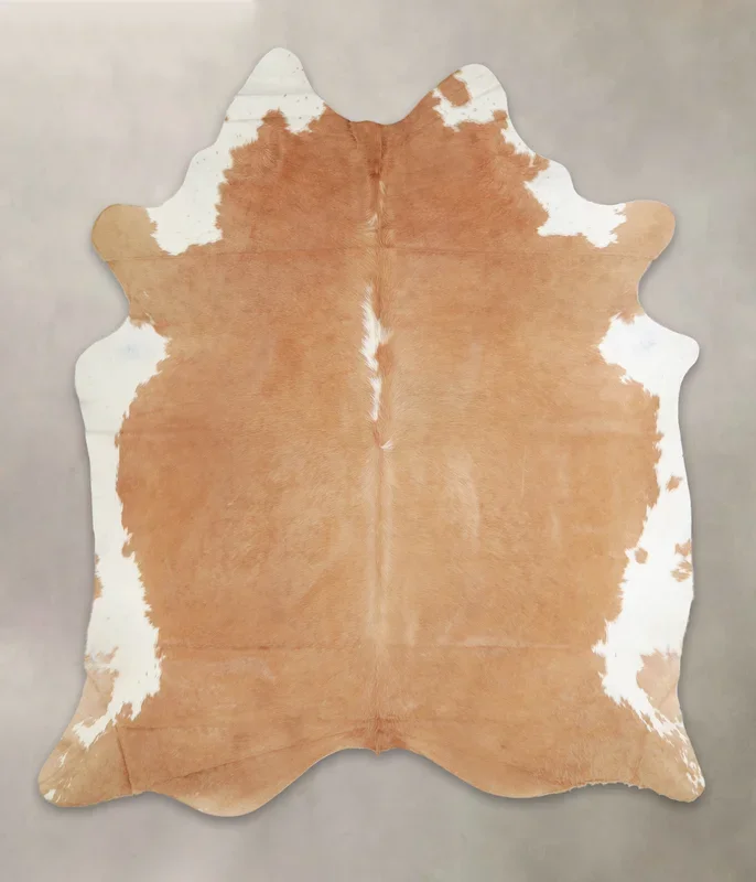 Beige and White XX-Large Brazilian Cowhide Rug 8’3″H x 7’1″W #A23071 by Hudson Hides