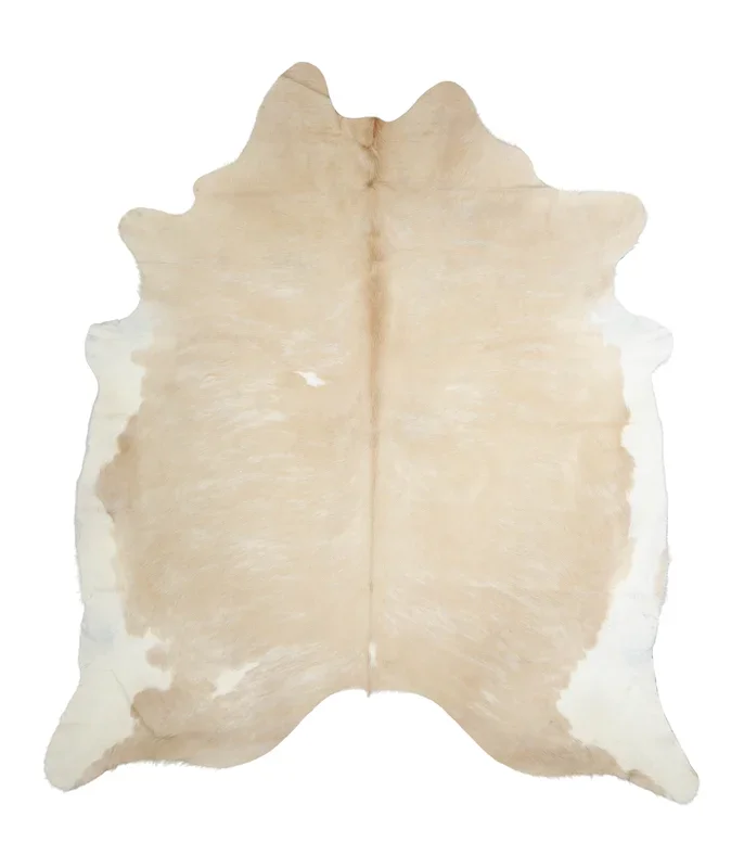 Beige and White XX-Large Brazilian Cowhide Rug 8’4″H x 7’4″W #A20989 by Hudson Hides