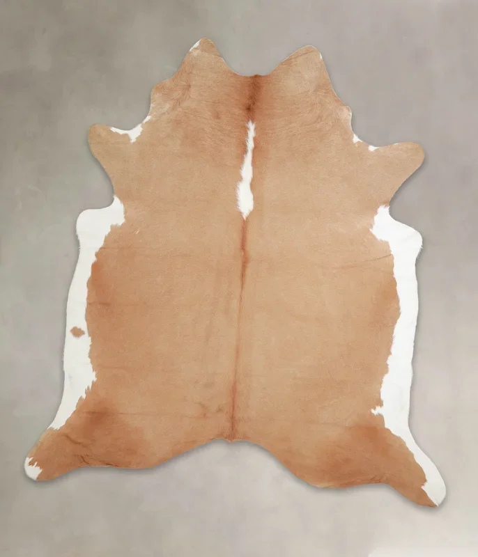 Beige and White XX-Large Brazilian Cowhide Rug 8’5″H x 7’5″W #A23930 by Hudson Hides