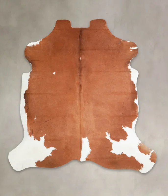 Brown and White Large European Cowhide Rug 6’2″H x 5’11″W #A27066 by Hudson Hides