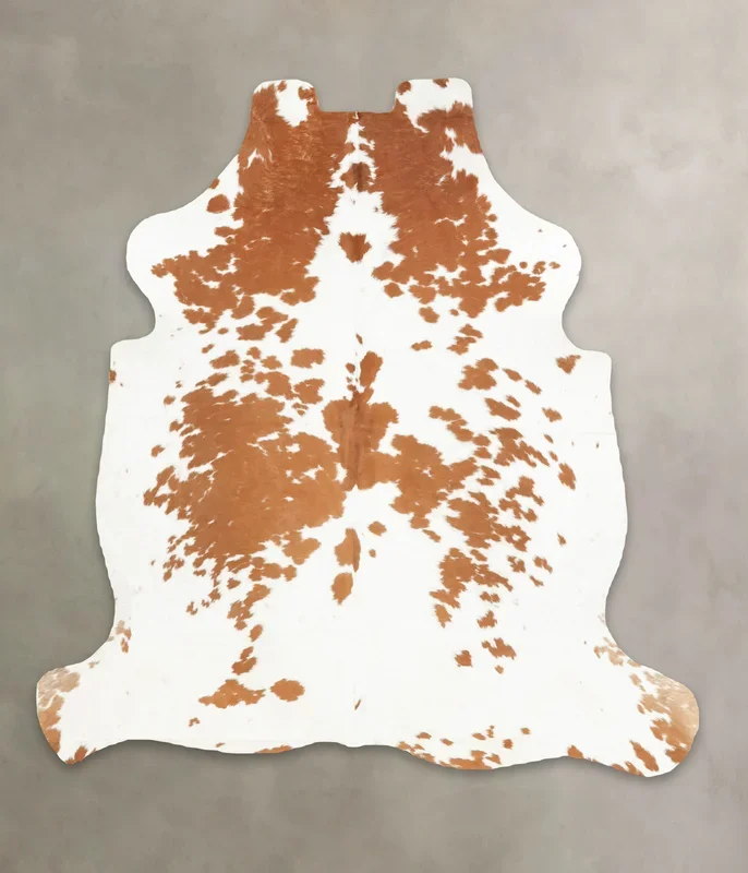 Brown and White Large European Cowhide Rug 6’5″H x 6’0″W #B5729 by Hudson Hides