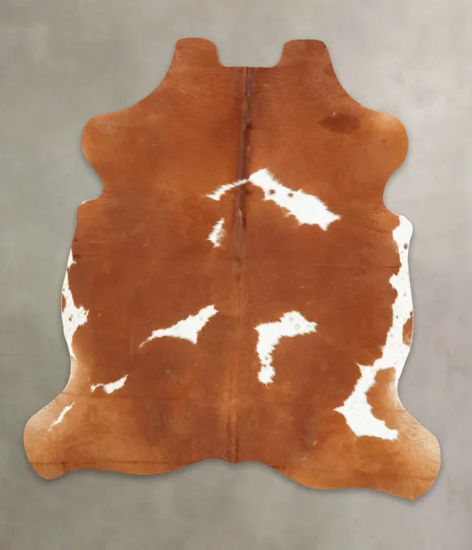 Brown and White Large European Cowhide Rug 6’7″H x 5’10″W #B5848 by Hudson Hides