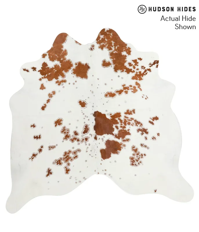 Brown and White X-Large Brazilian Cowhide Rug 6’4″H x 6’7″W #51634 by Hudson Hides