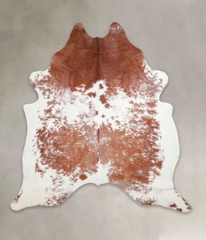 Brown and White XX-Large Brazilian Cowhide Rug 7’6″H x 7’1″W #A23208 by Hudson Hides