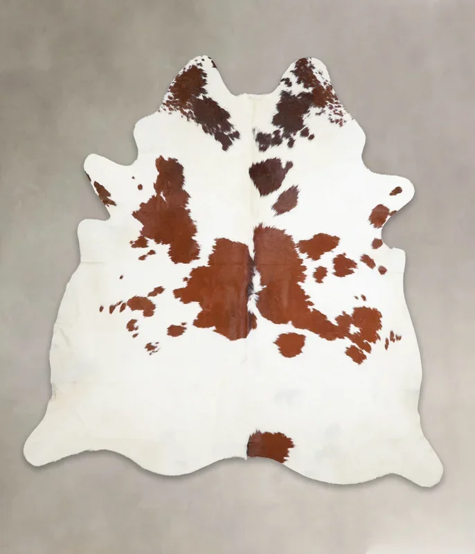 Brown and White XX-Large Brazilian Cowhide Rug 7’8″H x 7’4″W #A24994 by Hudson Hides