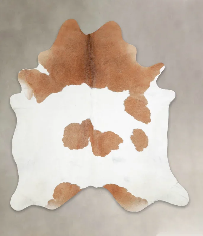 Brown and White XX-Large Brazilian Cowhide Rug 8’1″H x 7’5″W #A24609 by Hudson Hides