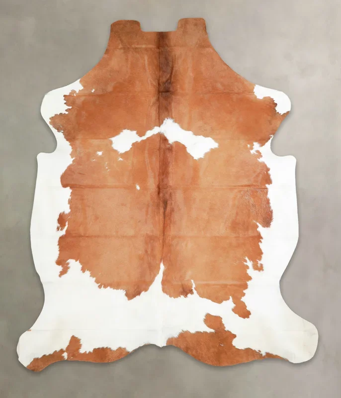 Brown and White XX-Large European Cowhide Rug 7’11″H x 6’8″W #A26748 by Hudson Hides