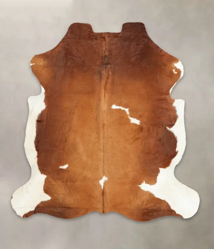 Brown and White XX-Large European Cowhide Rug 7’8″H x 7’1″W #B5414 by Hudson Hides