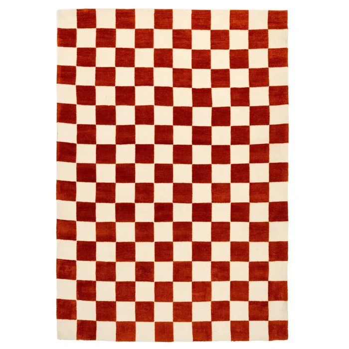 Burnt Orange Retro Checkerboard Rug – Maze Rust